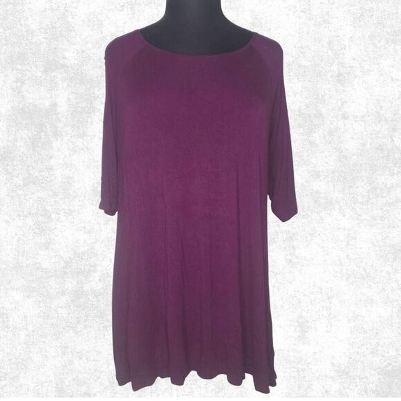 Terra & Sky 0X (14W) Purple Tunic Top Soft Stretch Knit Plus Size Casual Tee - Picture 5 of 5